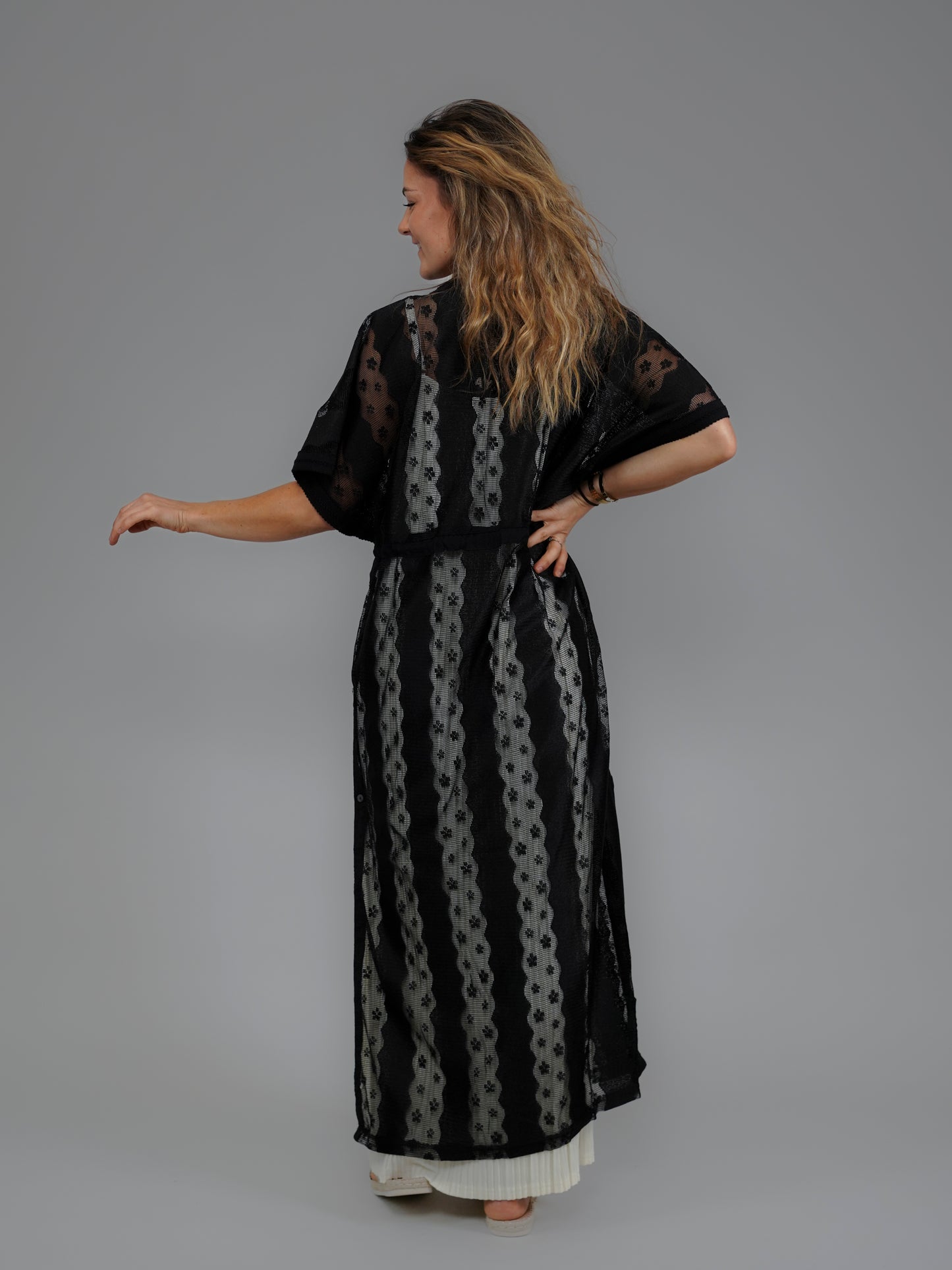 Kimono en dentelle noire - 1046