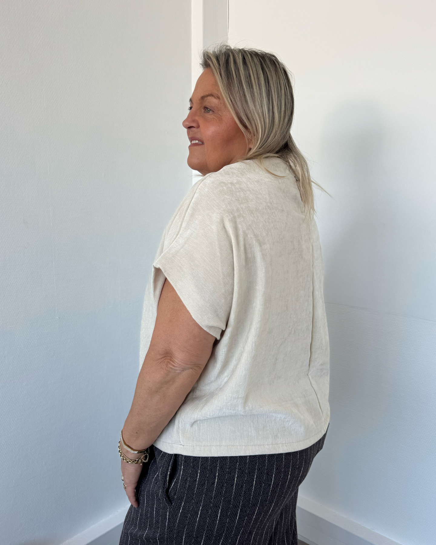 Haut en velours écru