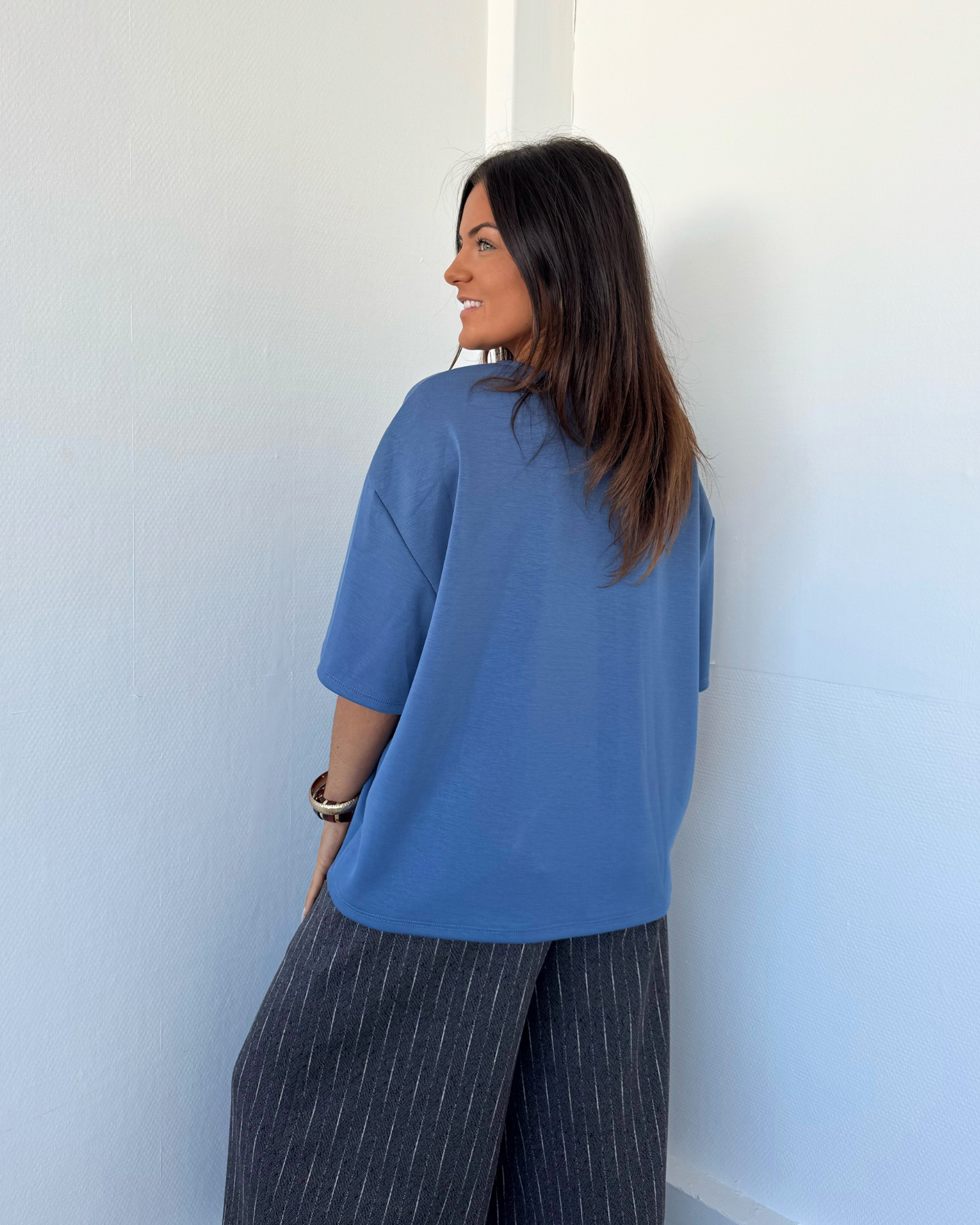 T-shirt doux oversize bleu ciel