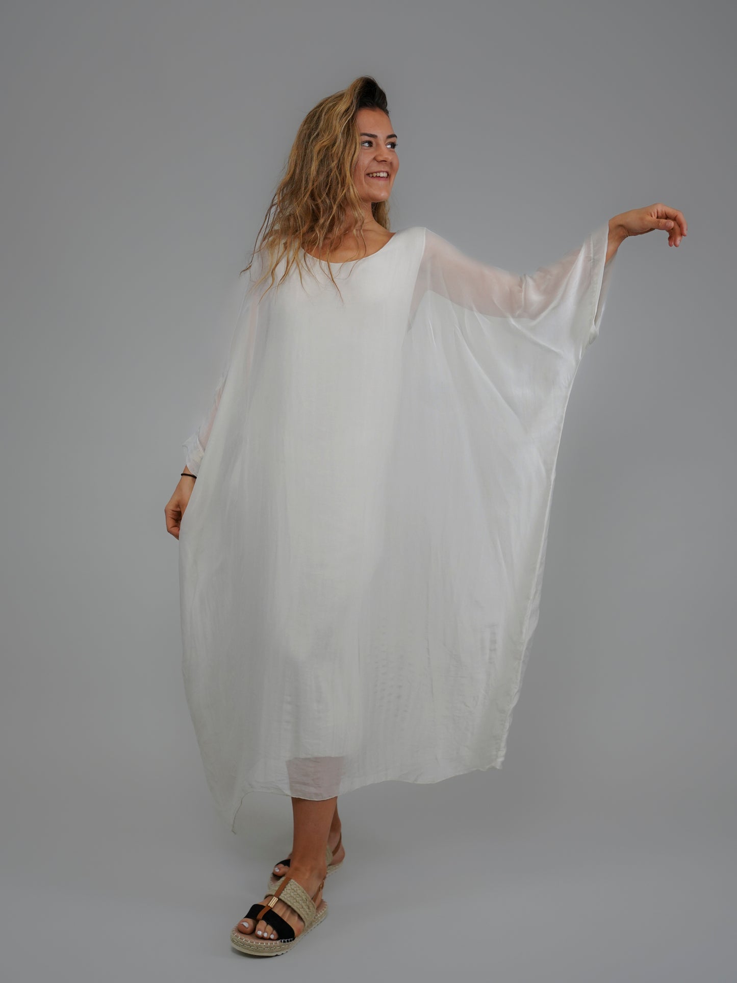 Robe beige soie et viscose - 1023