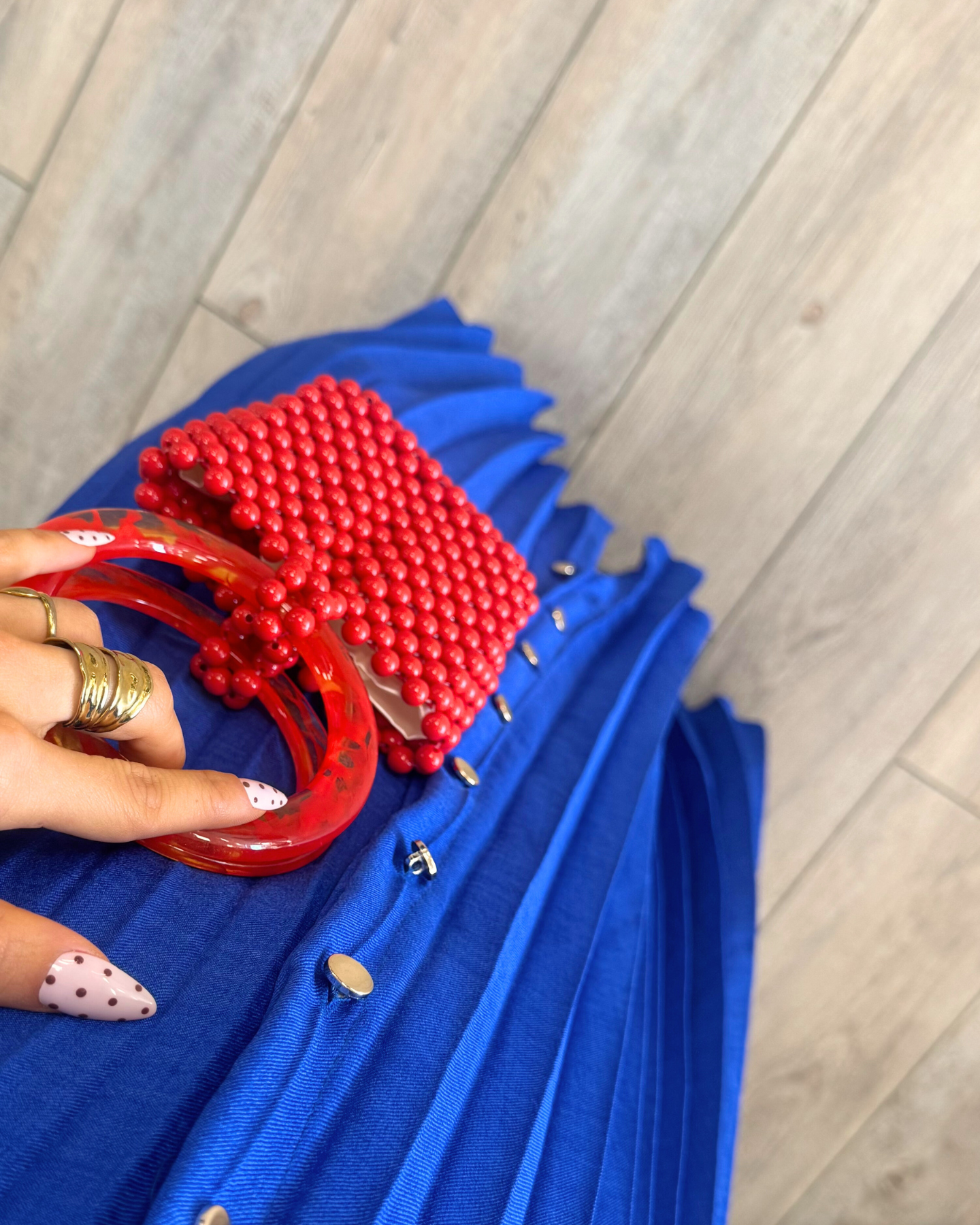 Sac à main perlé rouge