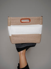Sac rayé beige