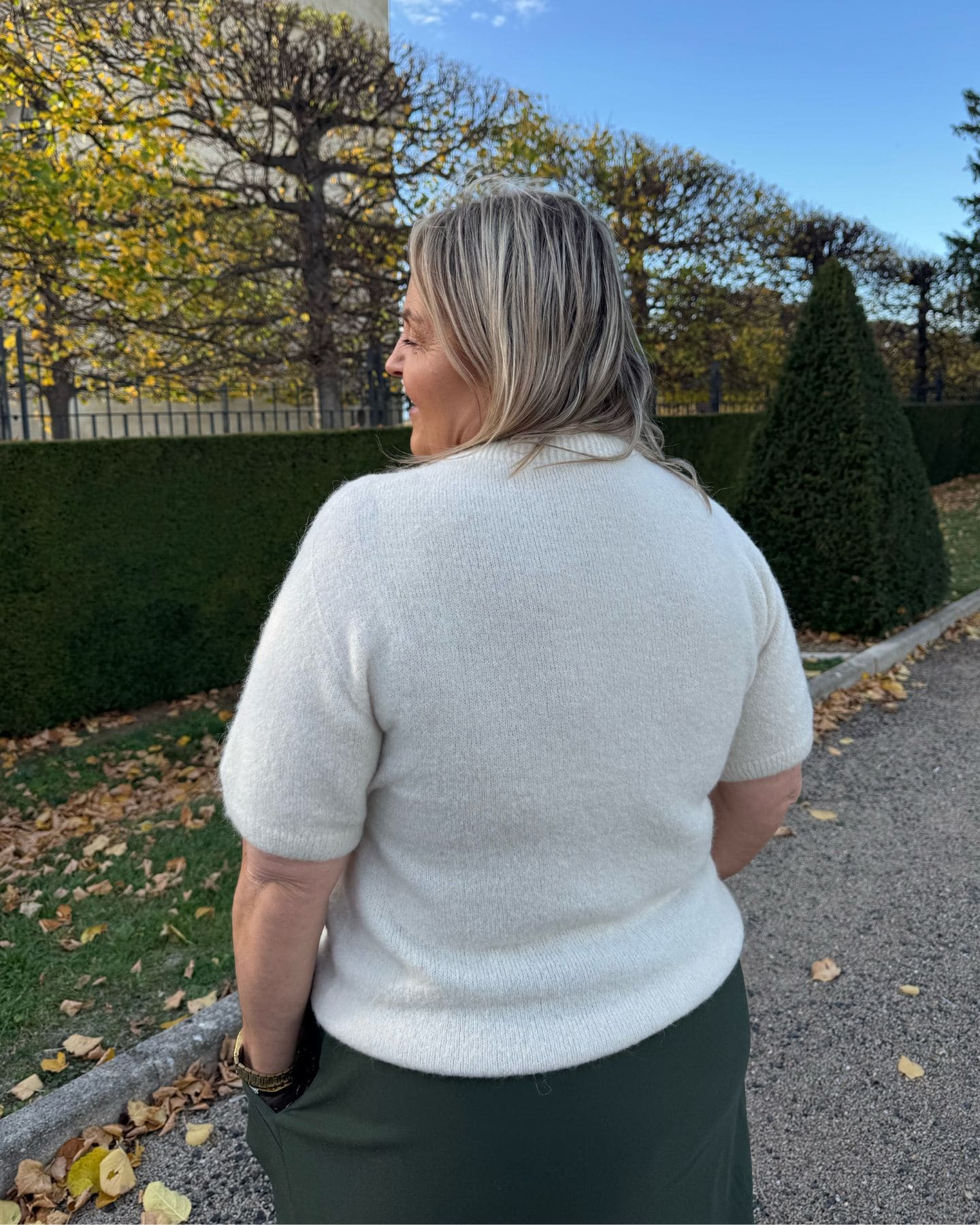 Pull manches courtes écru