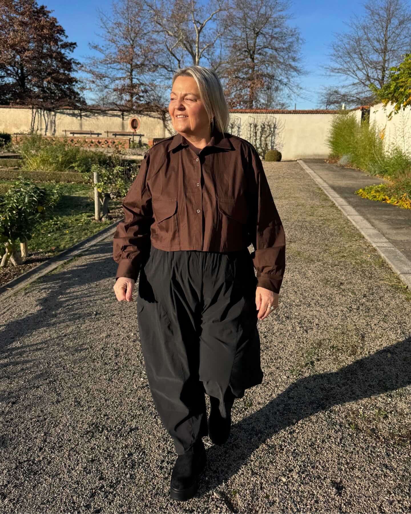 Chemise courte à poches chocolat