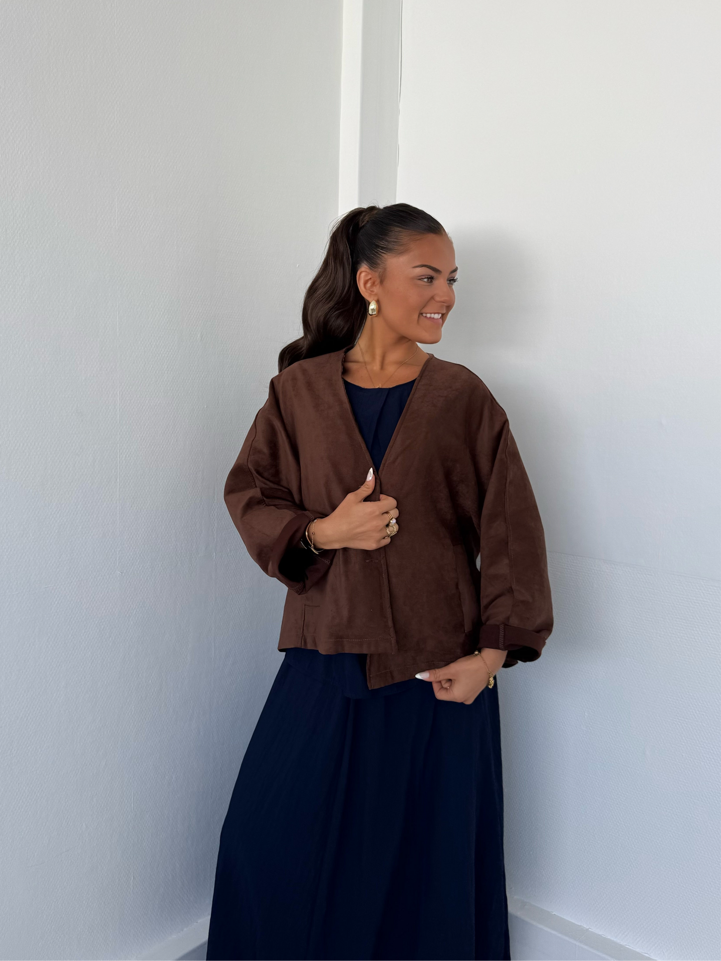 Veste bombers ample marron
