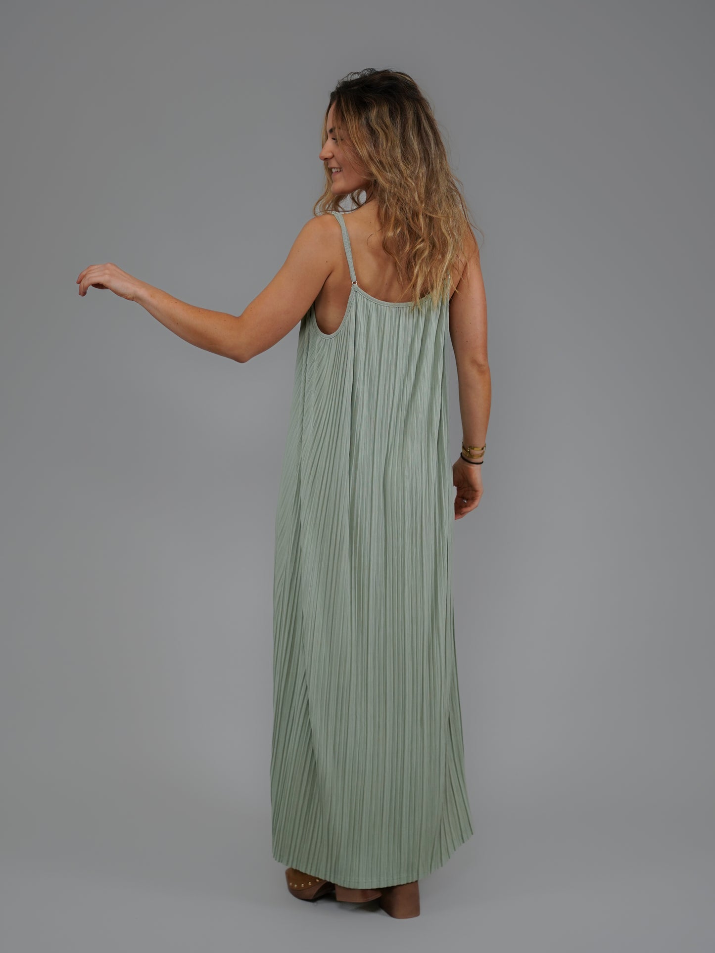 Robe gaufrée tilleul - 1068