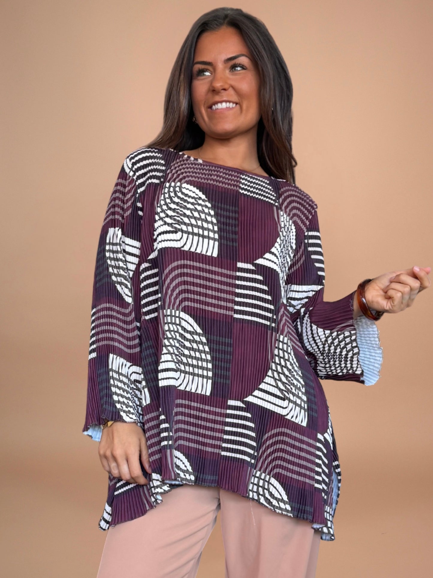 Haut gaufré bordeaux