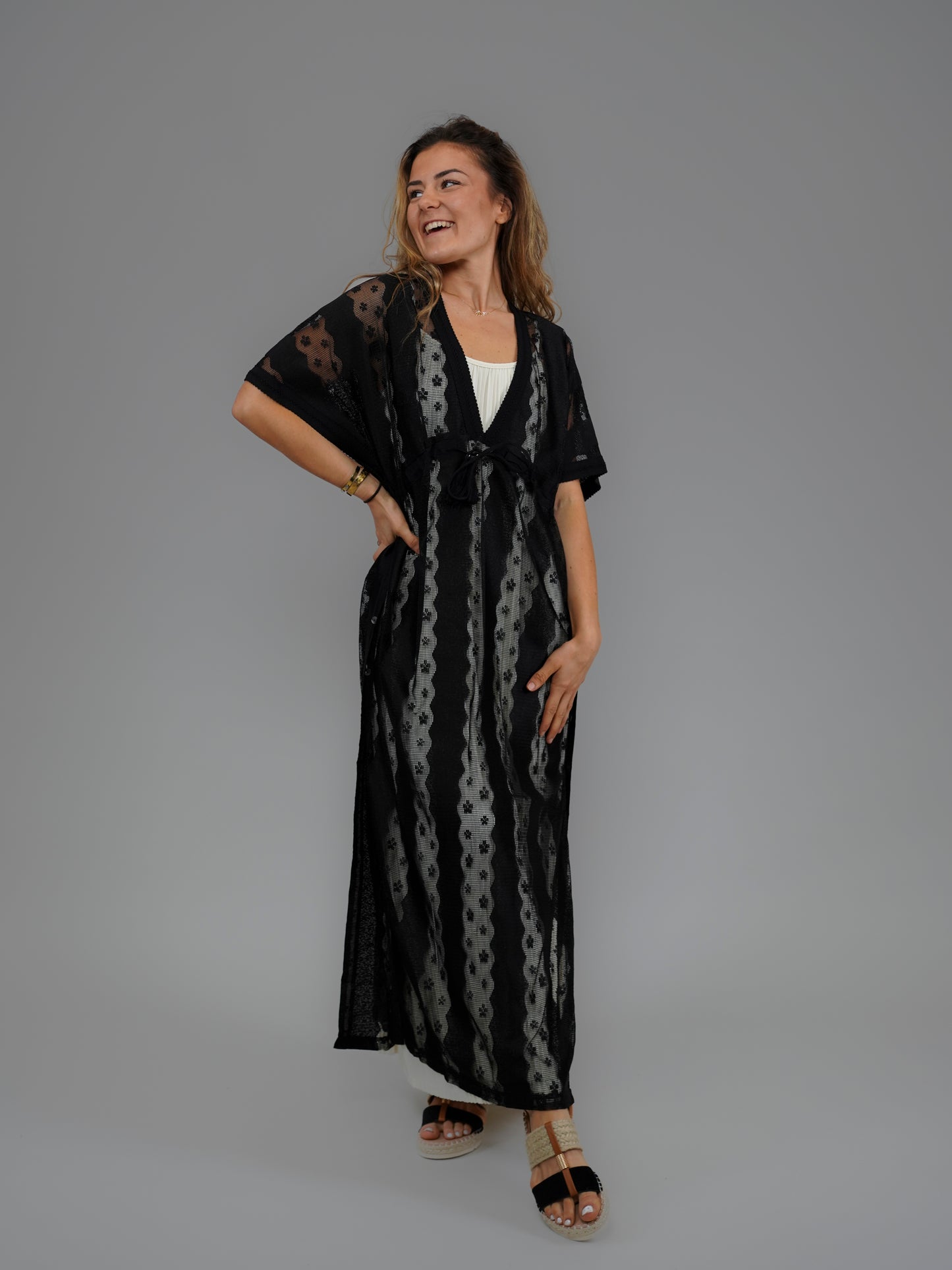 Kimono en dentelle noire - 1046