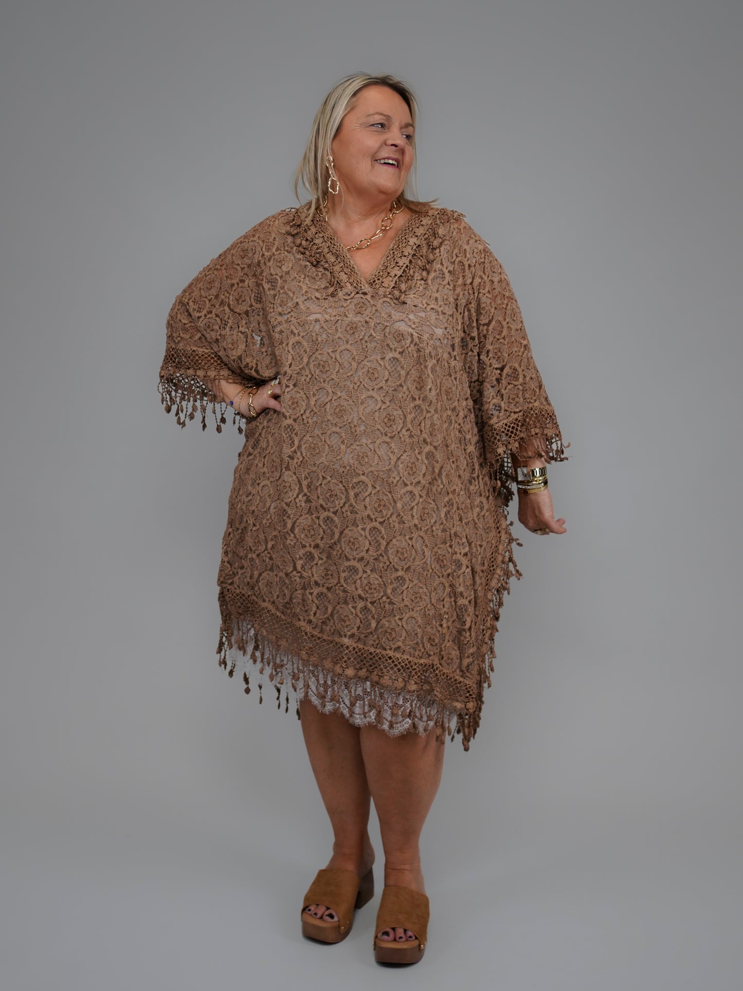 Tunique en dentelle camel - 1062