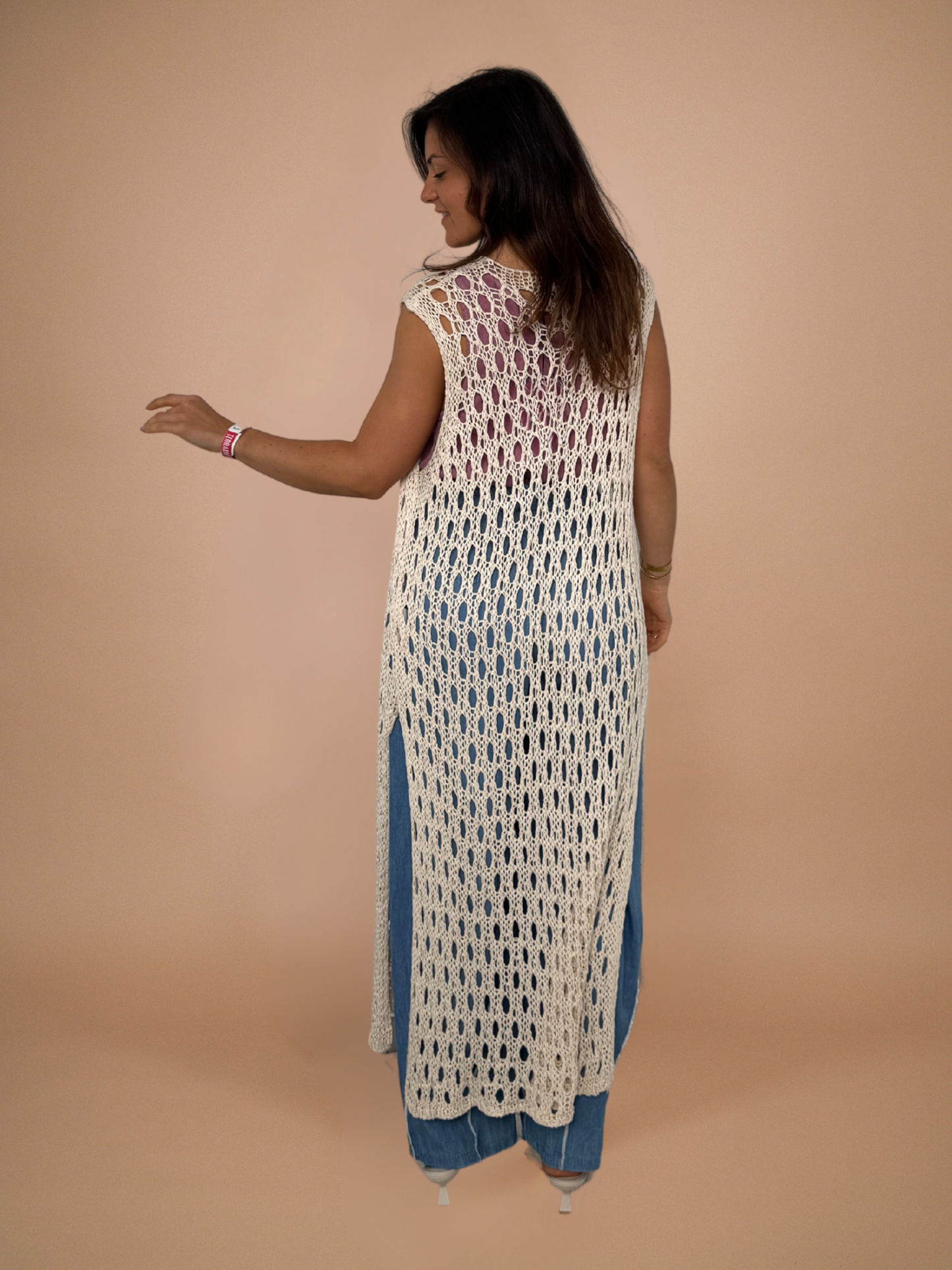 Gilet long en crochet - 1487