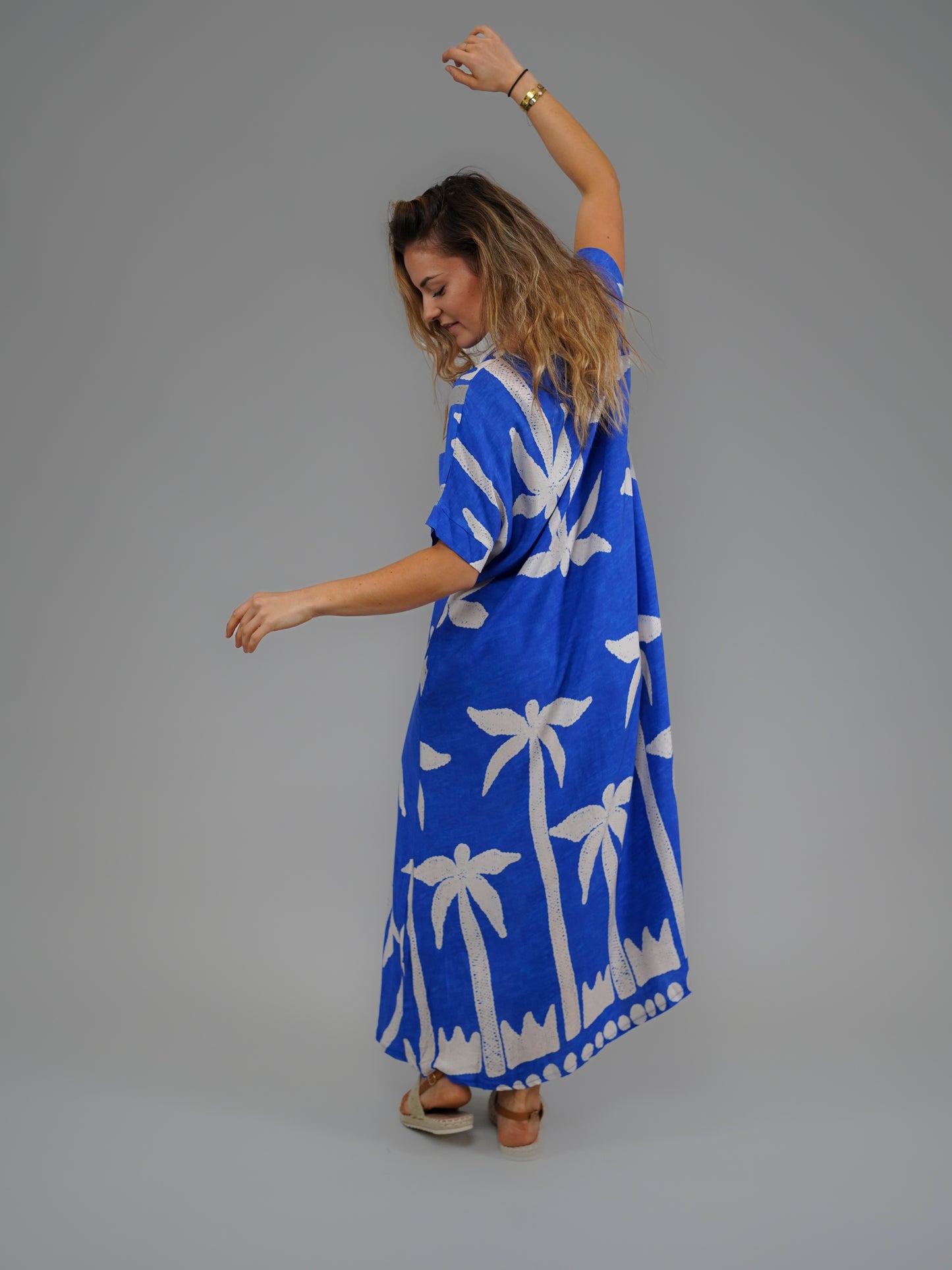Robe palmier bleue - 1047