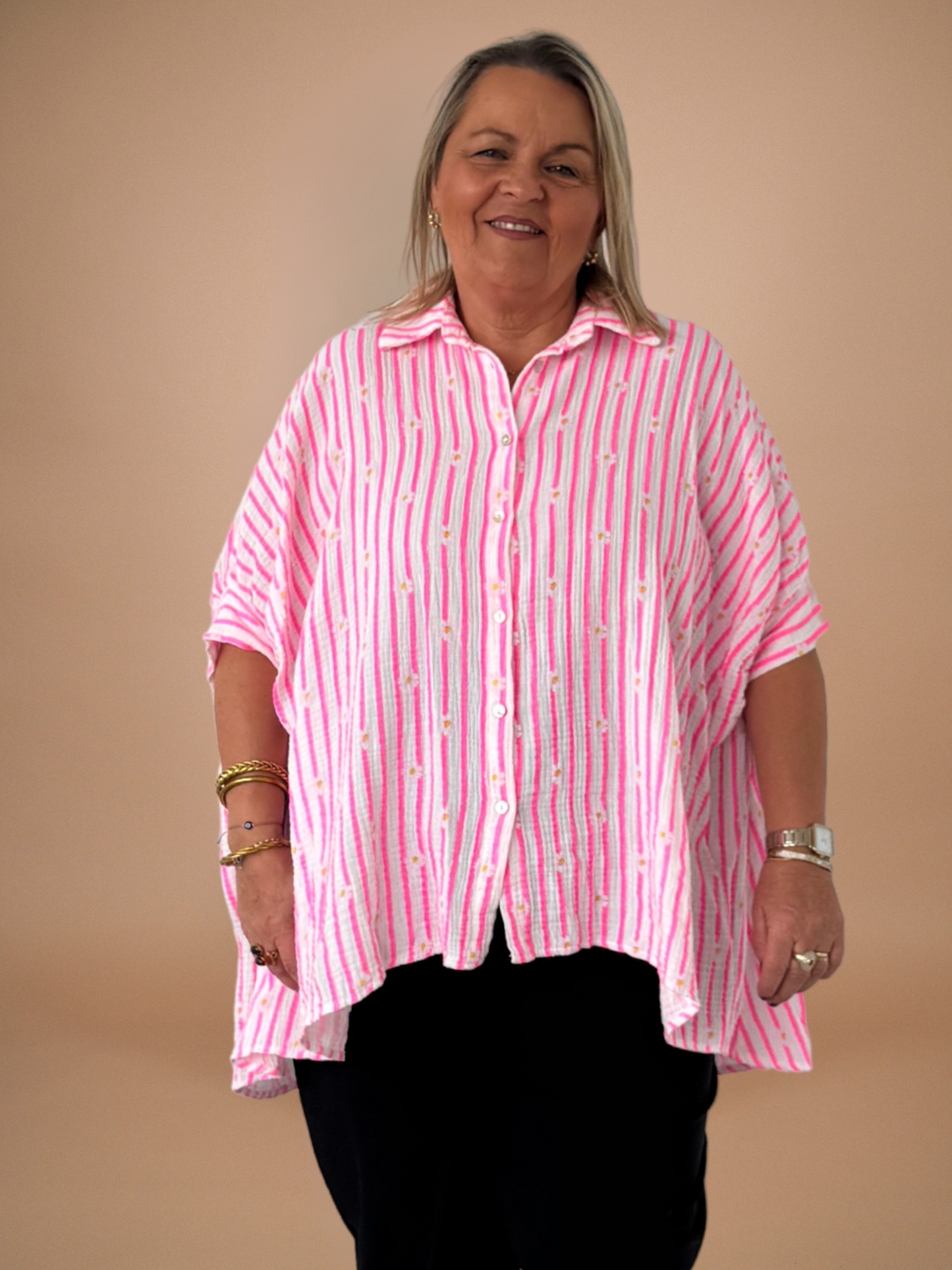 Chemise gaze de coton fuchsia - 1739
