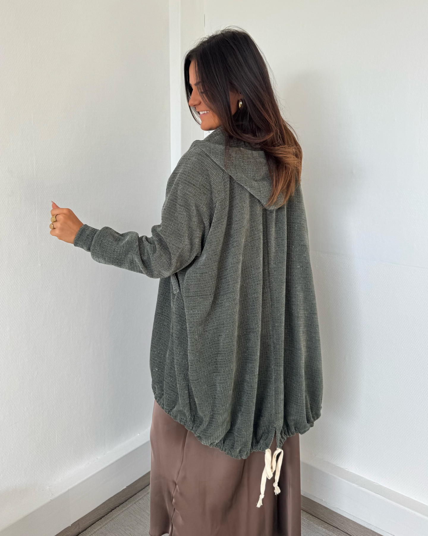 Veste oversize à capuche kaki