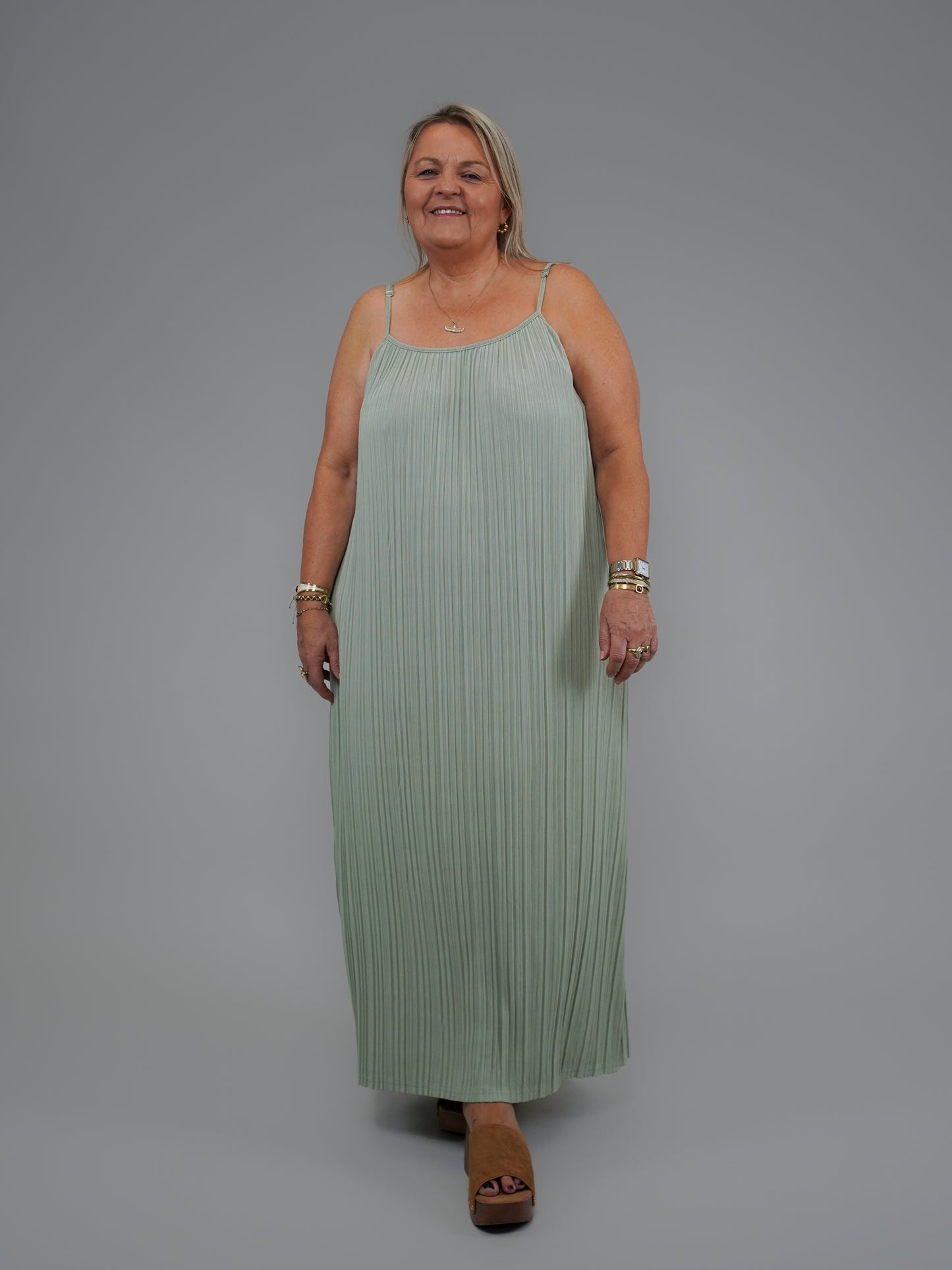 Robe gaufrée tilleul - 1068
