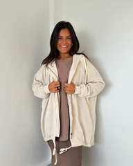 Veste oversize à capuche écrue