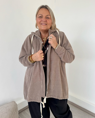 Veste oversize à capuche taupe