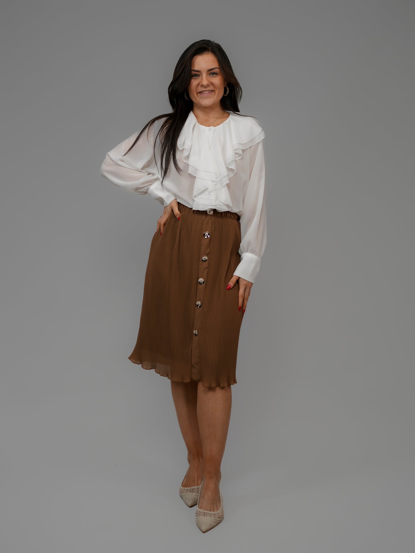 Blouse à volants écrue