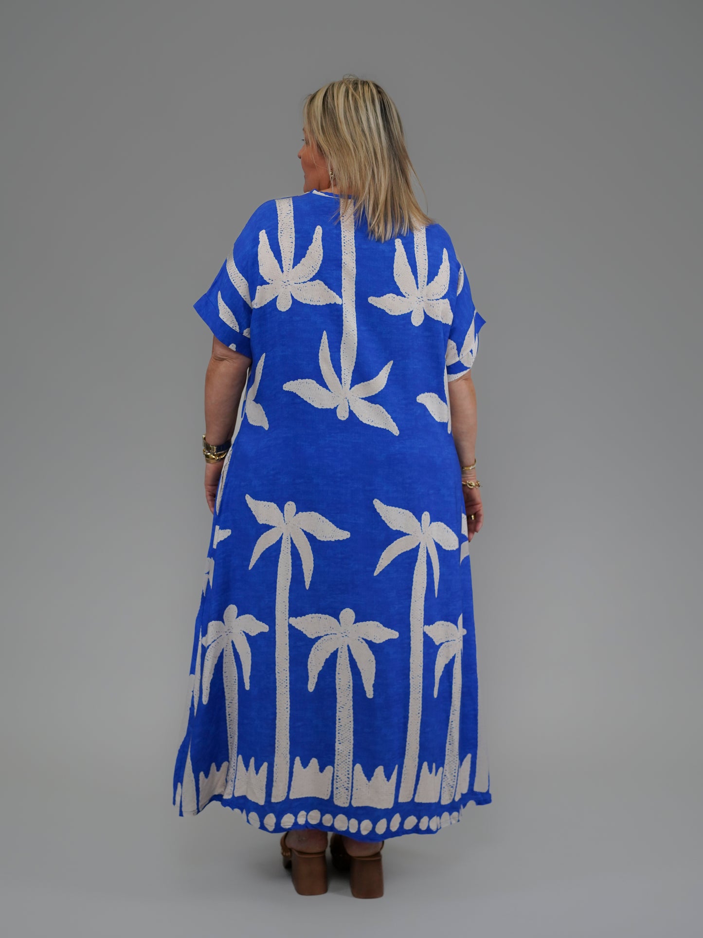 Robe palmier bleue - 1047