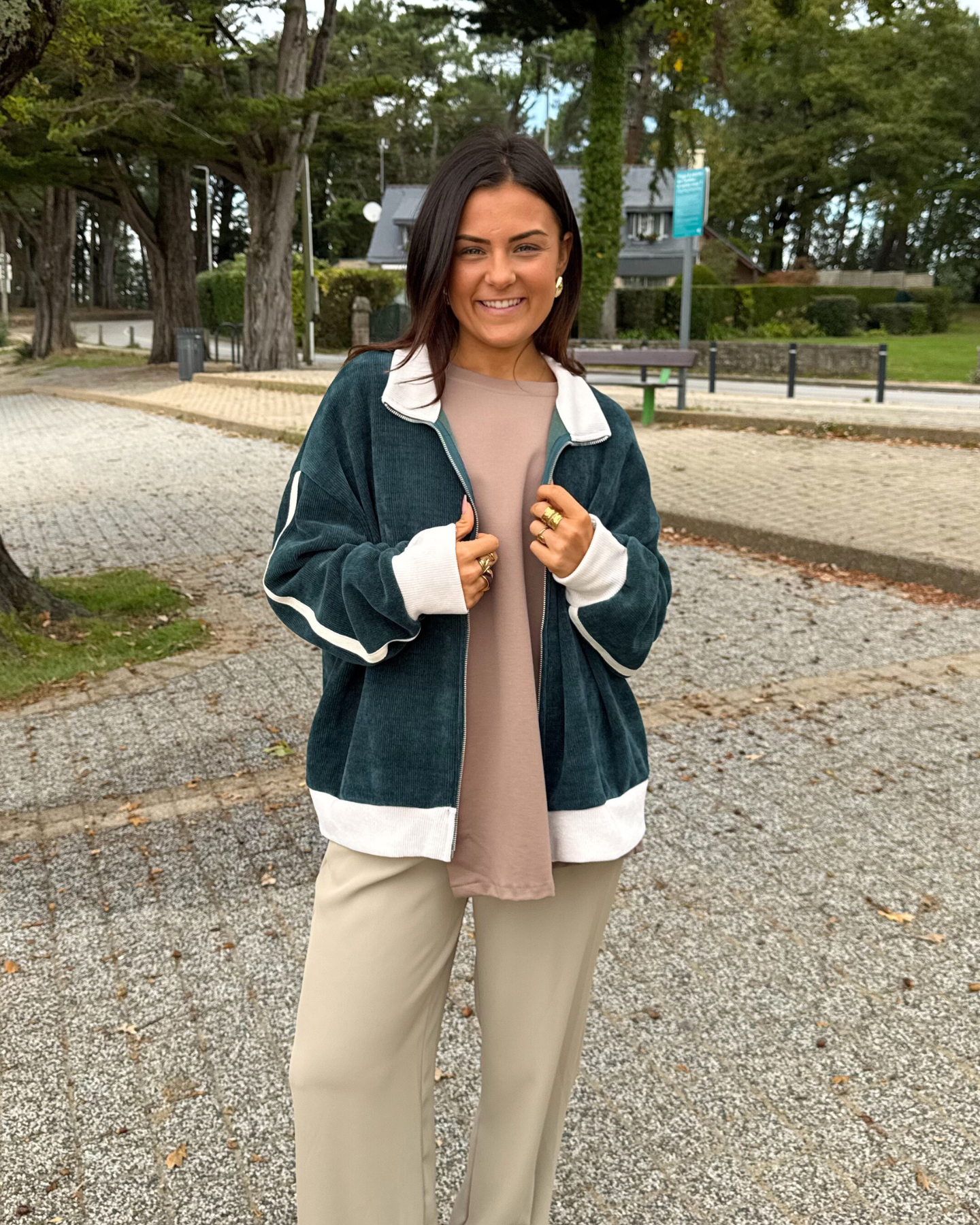 Veste sportswear zippée verte