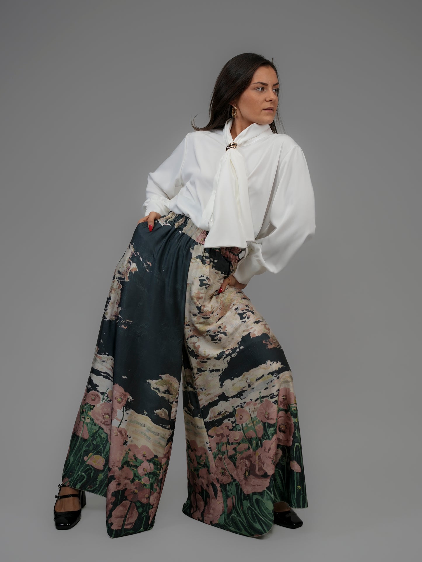 Blouse cravate bijou écrue - 1392