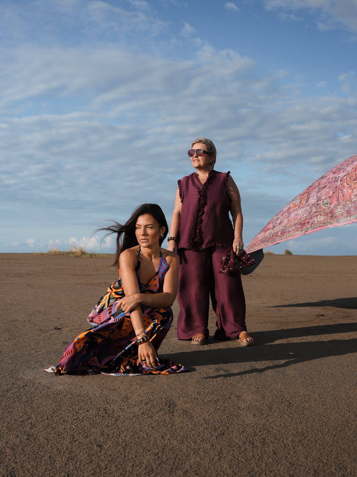 Pantalon effet gaze de coton lie de vin