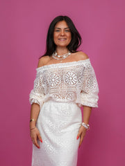 Top bardot en crochet
