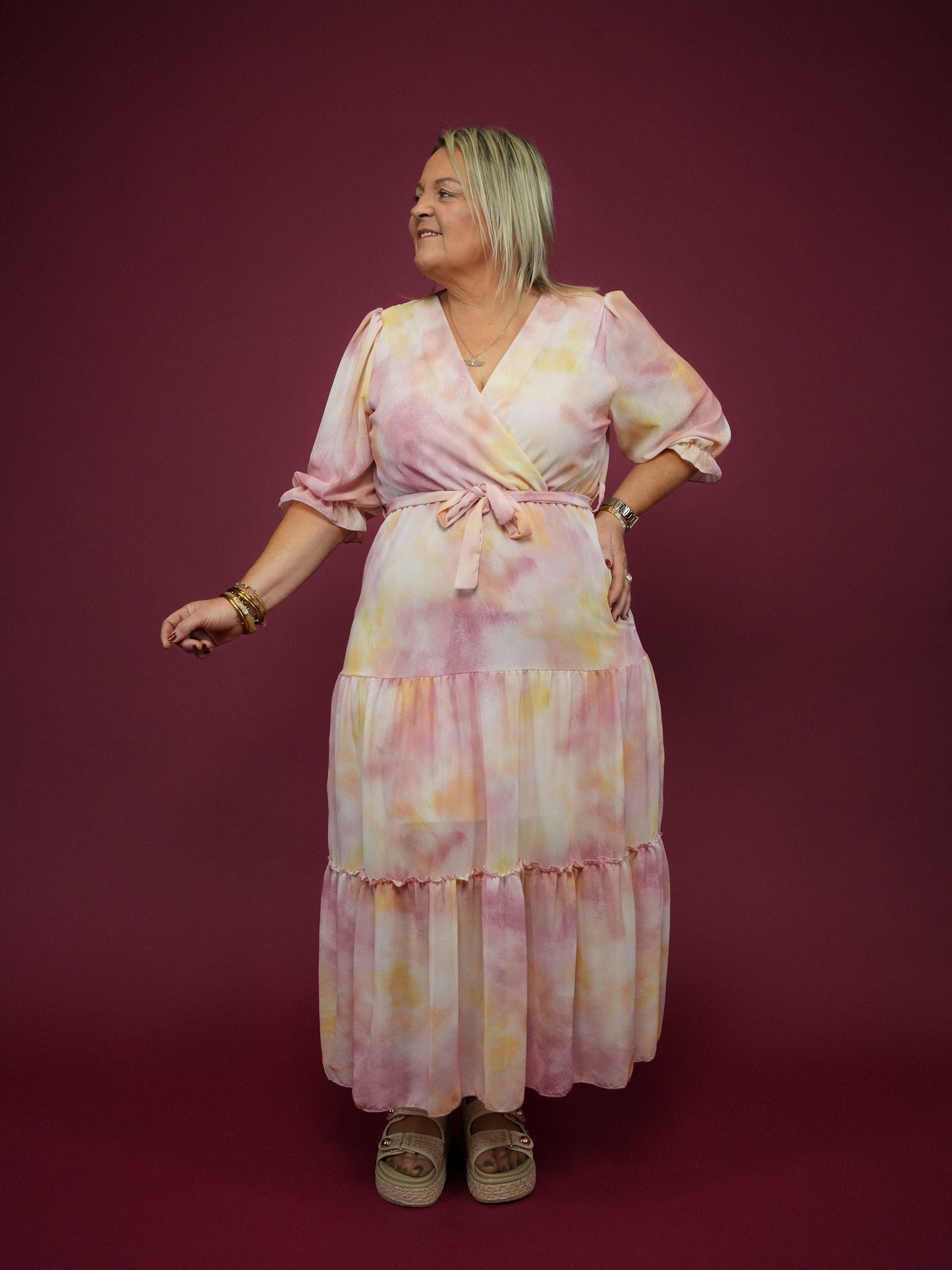 Robe aquarelle rose - 1499