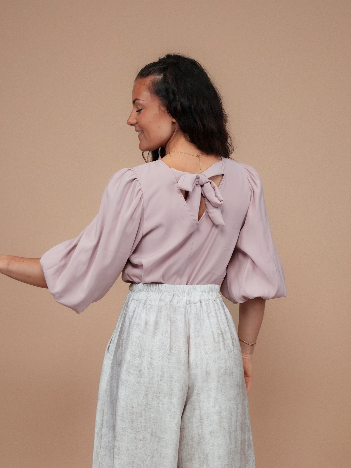 Blouse manches bouffantes rose - 1503