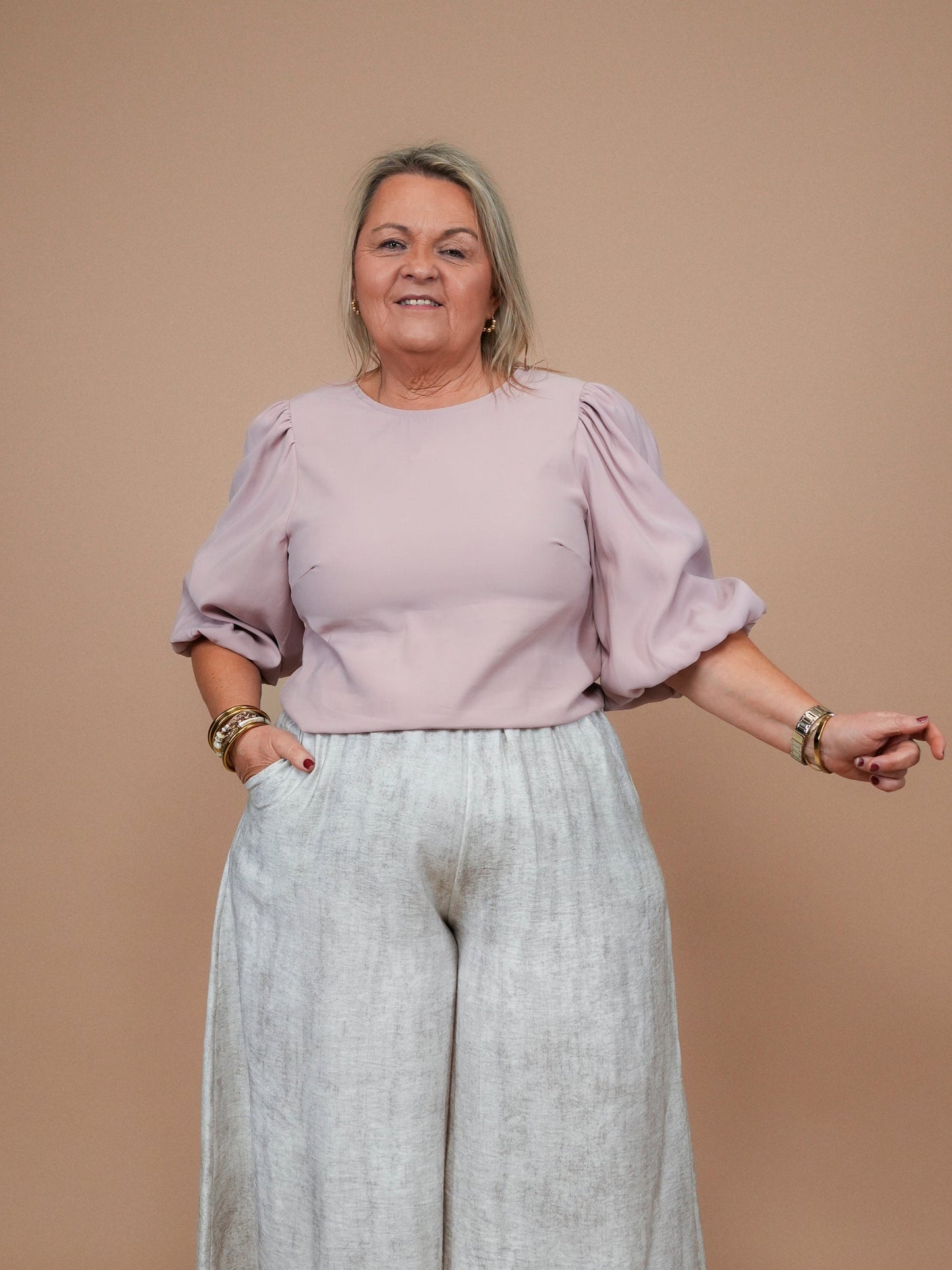 Blouse manches bouffantes rose - 1503