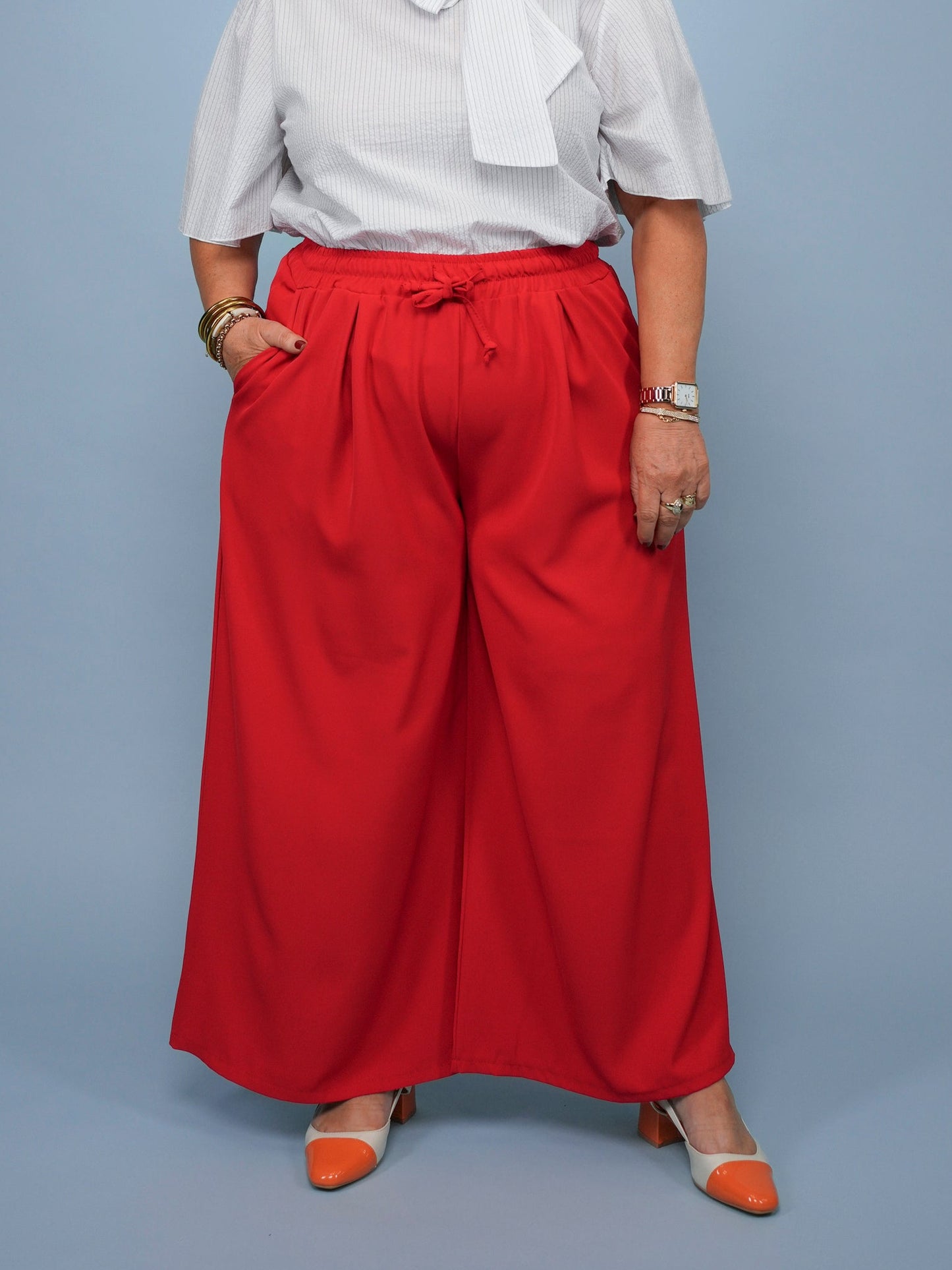 Pantalon large rouge - 1610