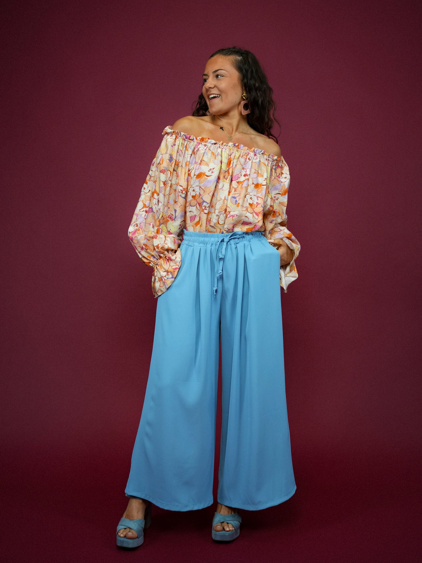 Pantalon large bleu jean
