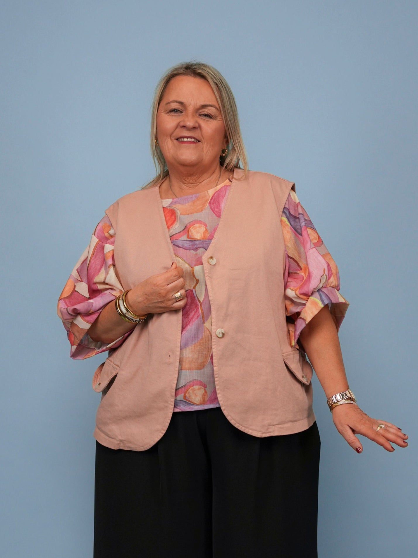 Gilet sans manches denim pêche