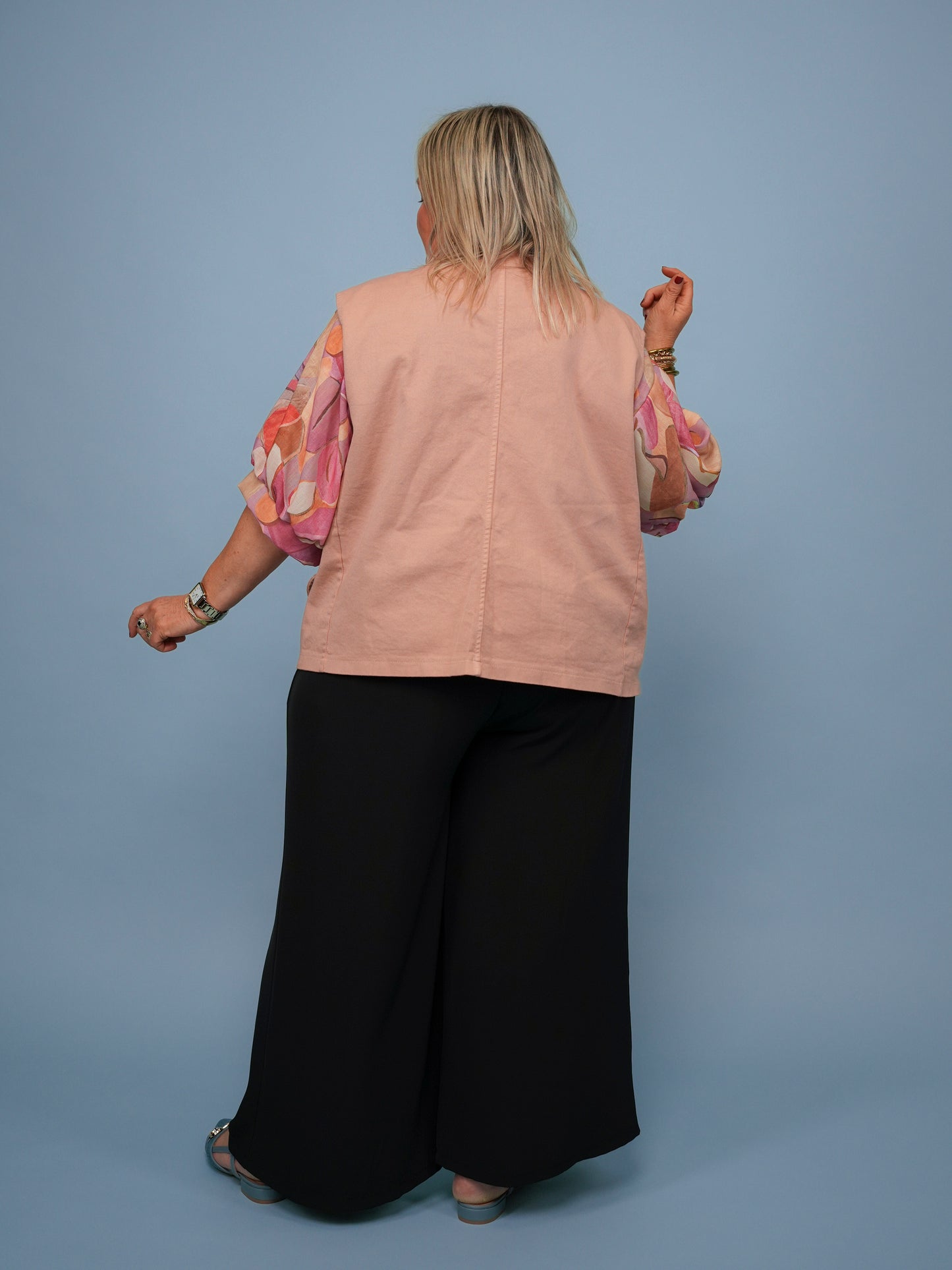 Gilet sans manches denim pêche