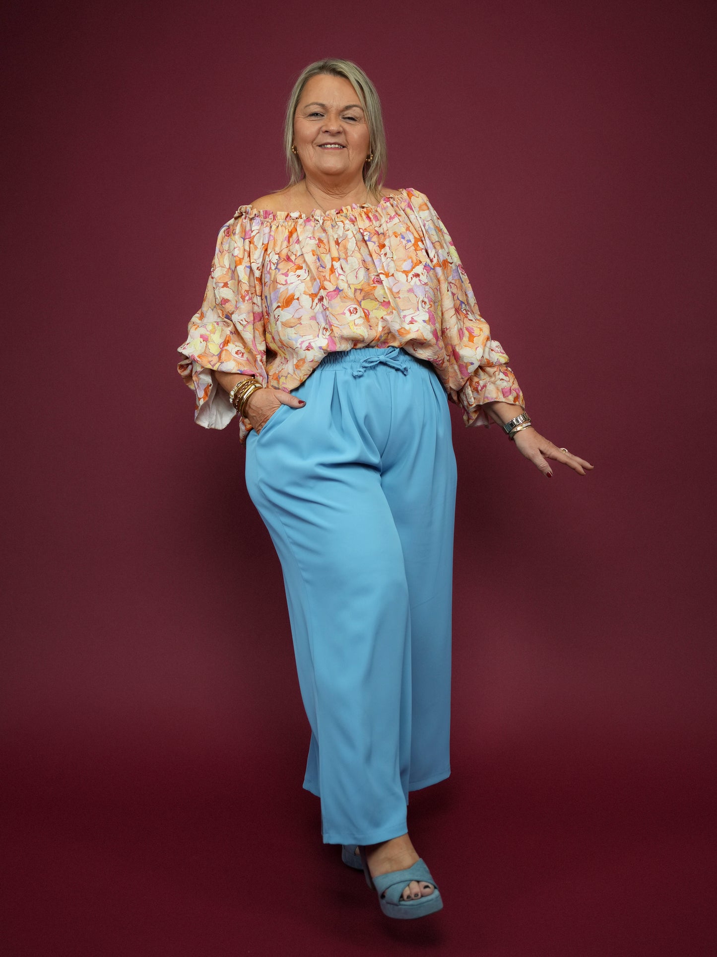 Pantalon large bleu jean
