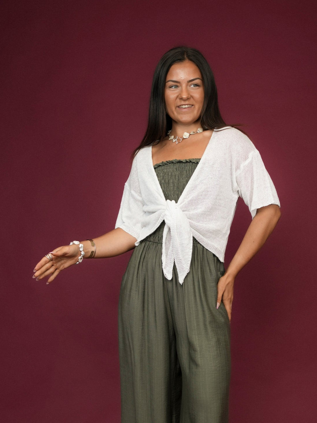 Gilet en lin à nouer blanc