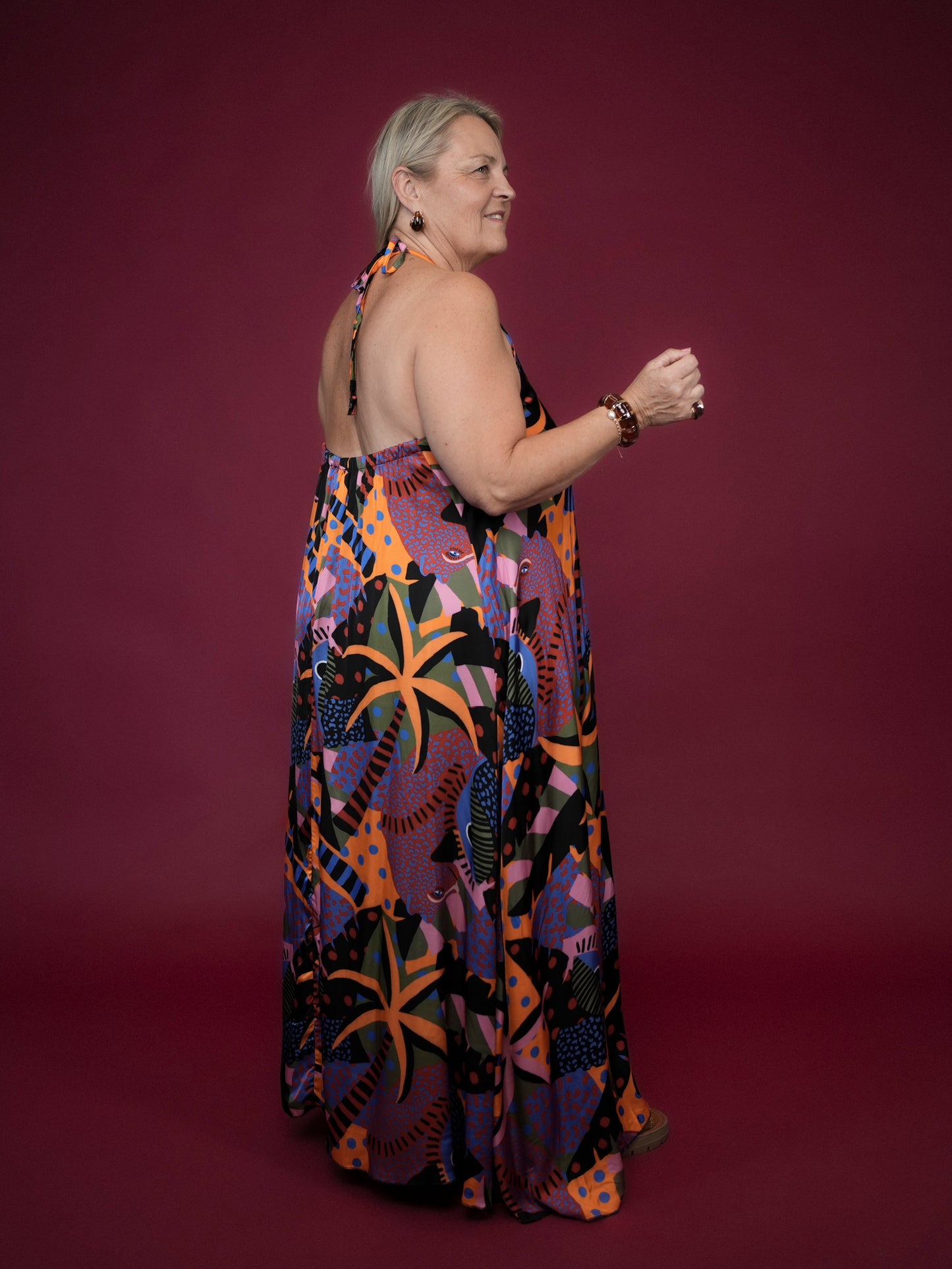 Robe à bretelles à imprimé coloré