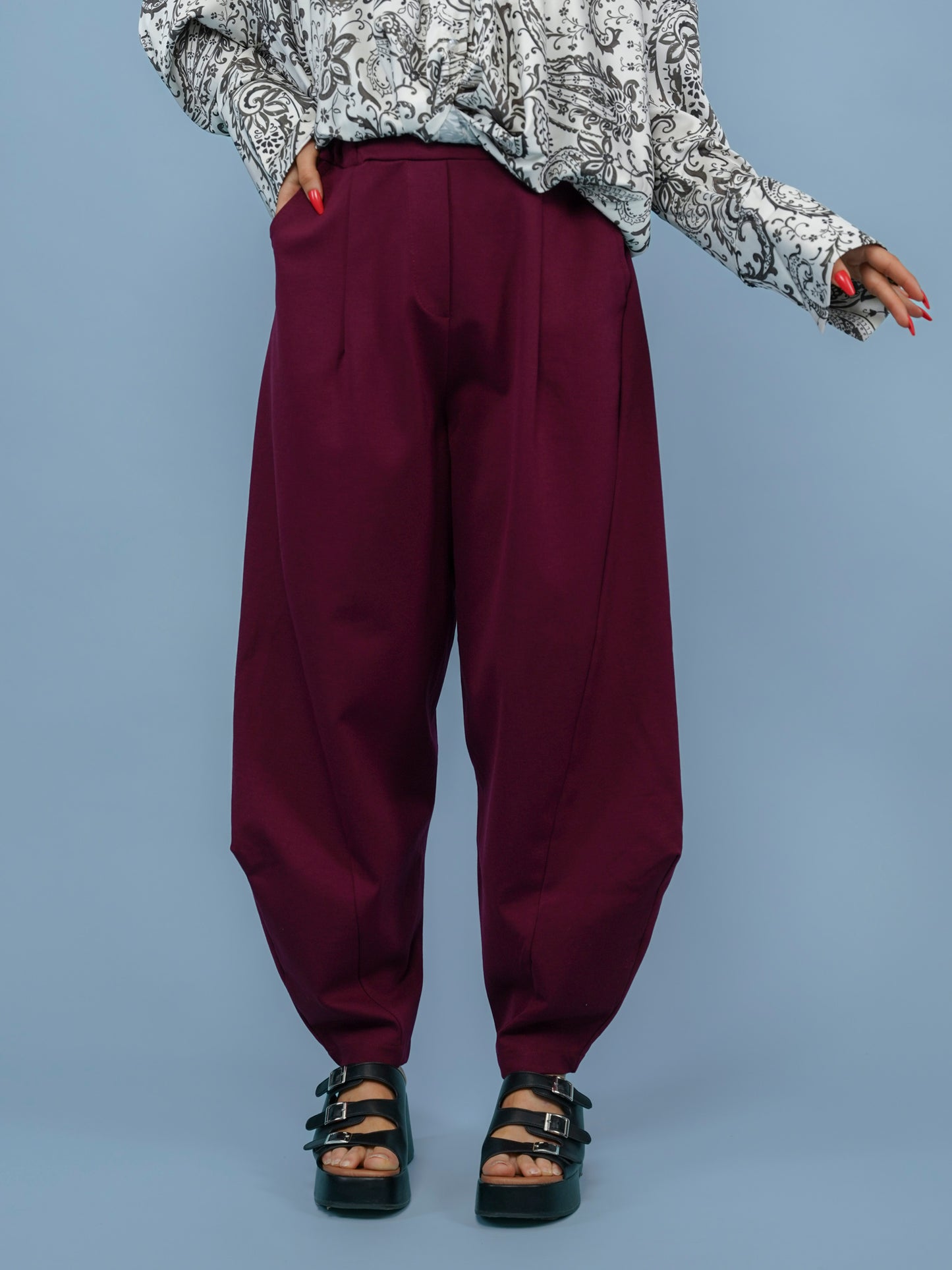 Pantalon japonais bordeaux