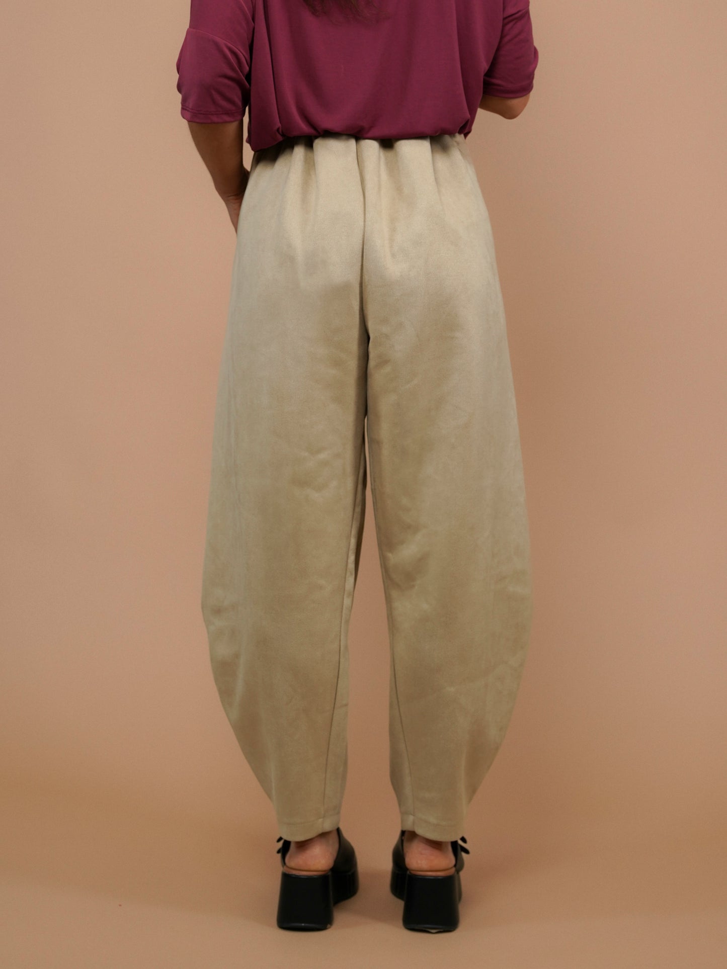 Pantalon japonais suédine camel
