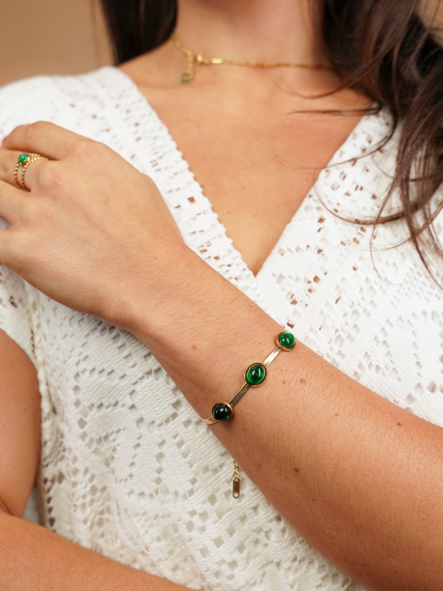 Bracelet à perles vertes