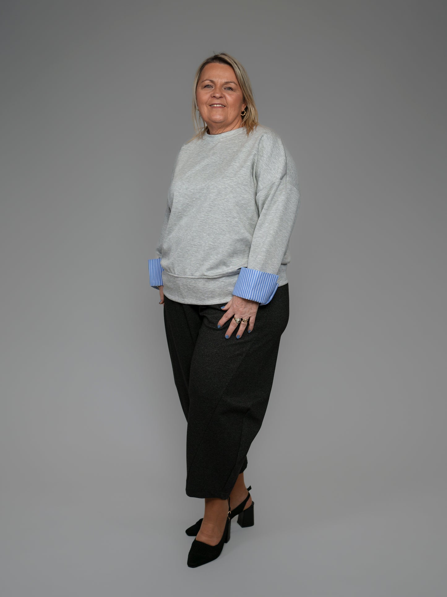Pull revers manches chemise