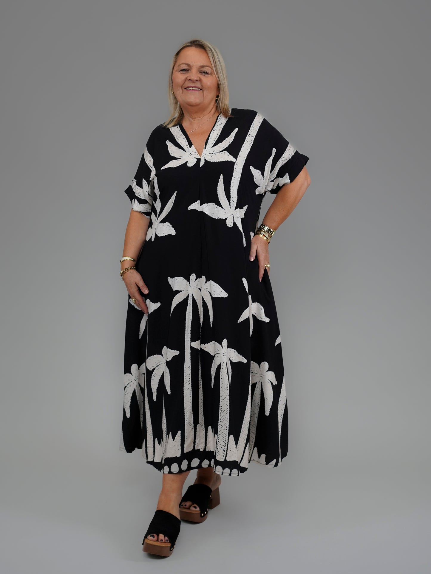 Robe palmier noire - 1047