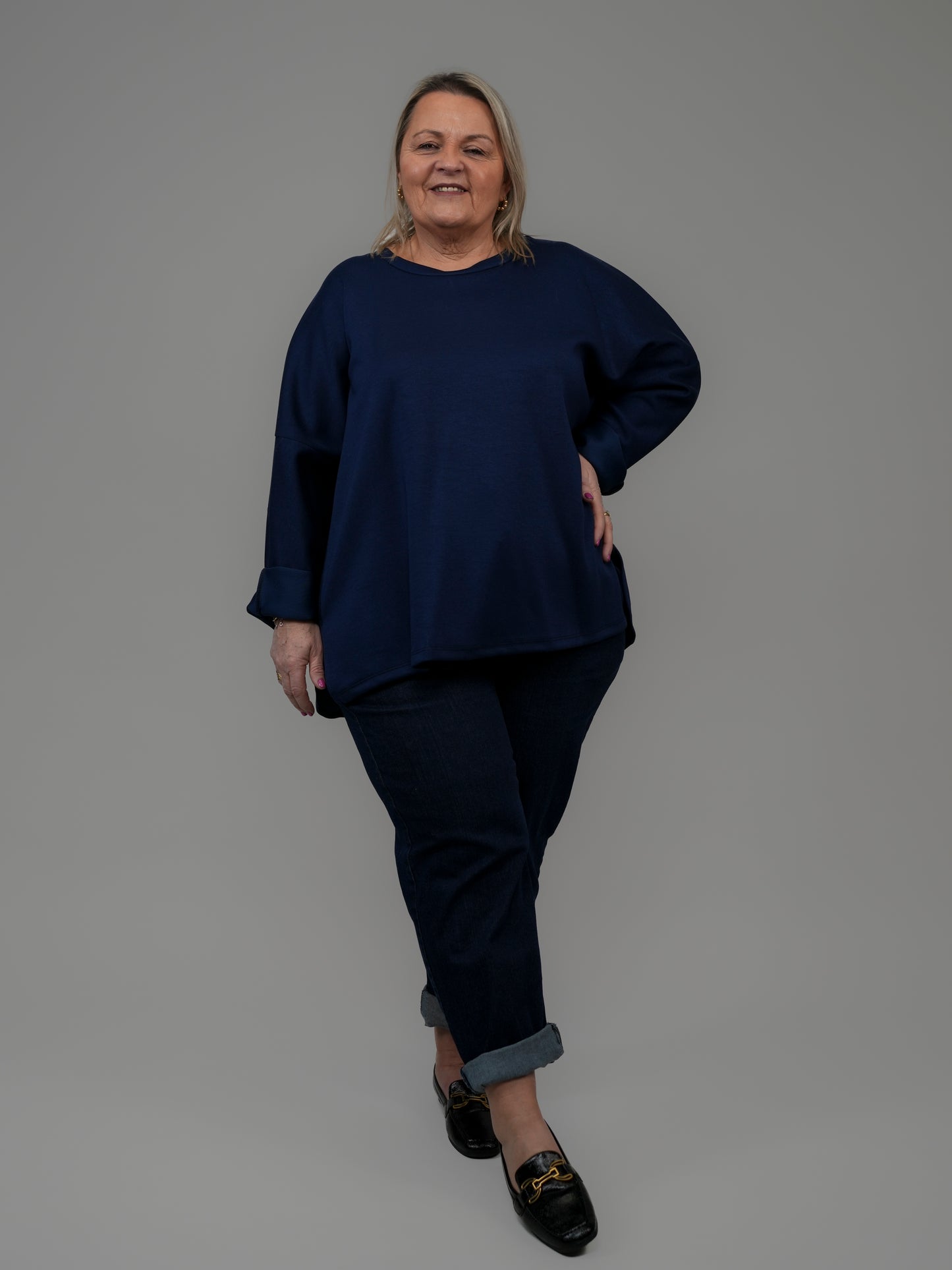 Pull doux oversize marine - 1198