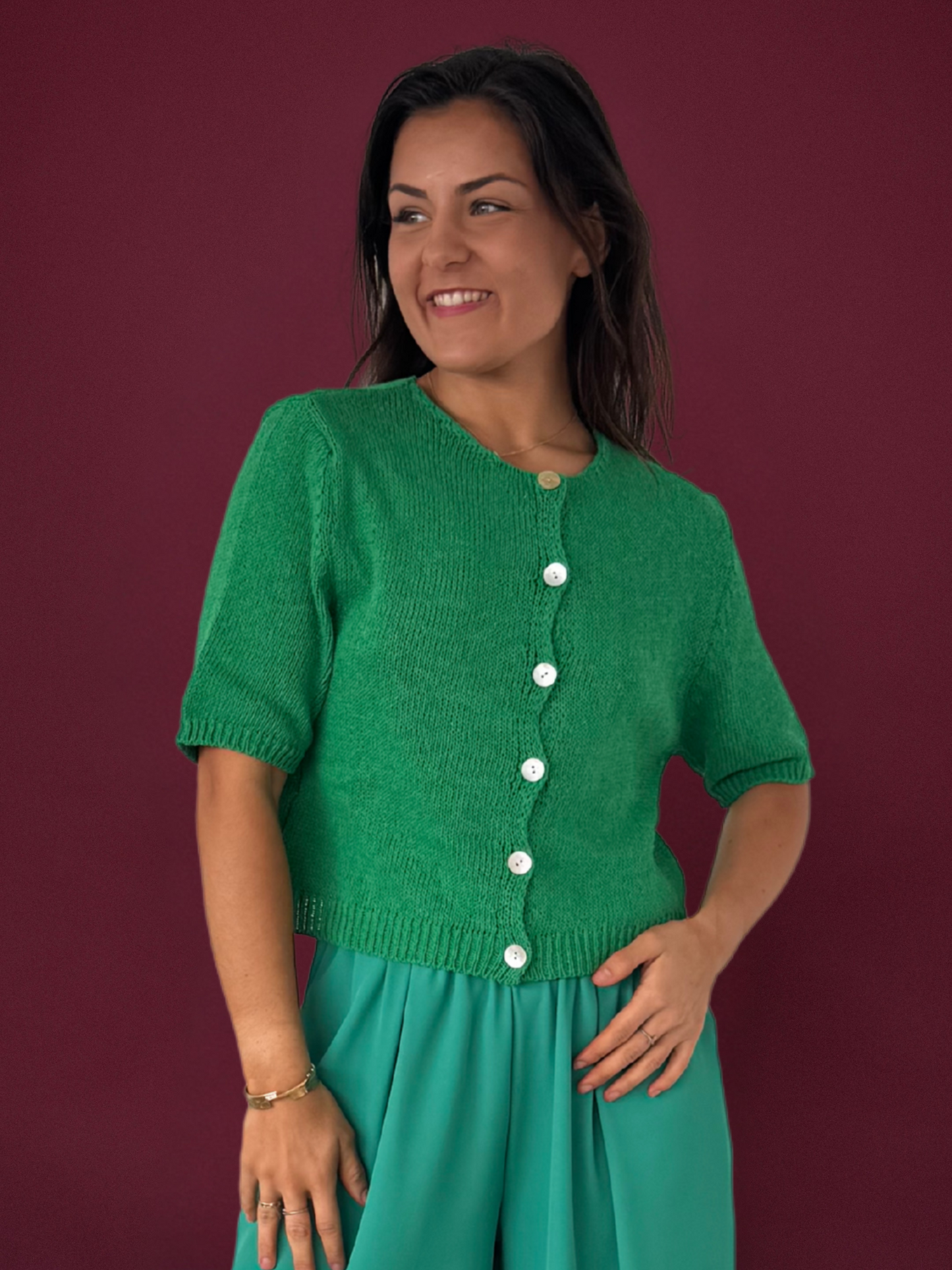 Gilet manches courtes vert - 1486