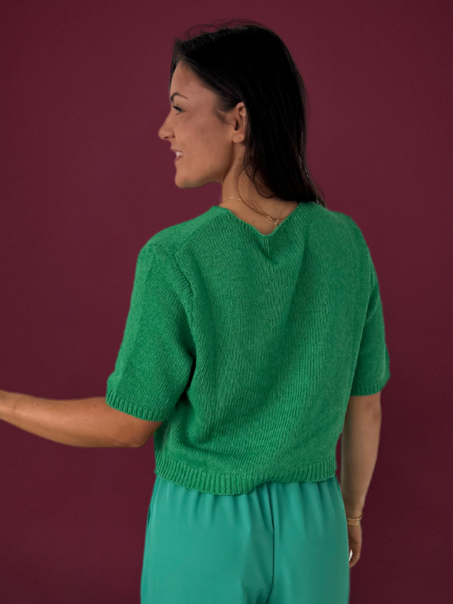 Gilet manches courtes vert - 1486