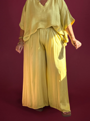 Pantalon palazzo jaune anis