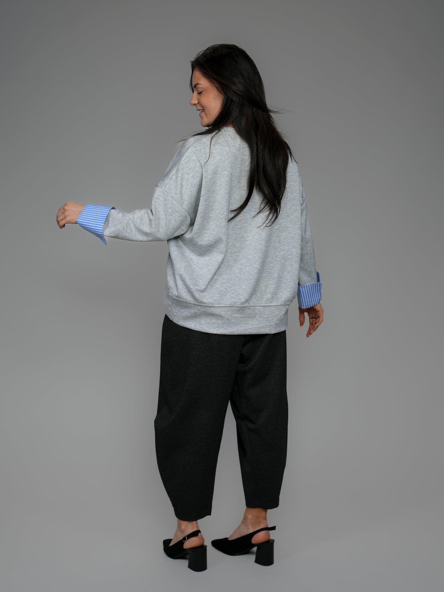 Pull revers manches chemise