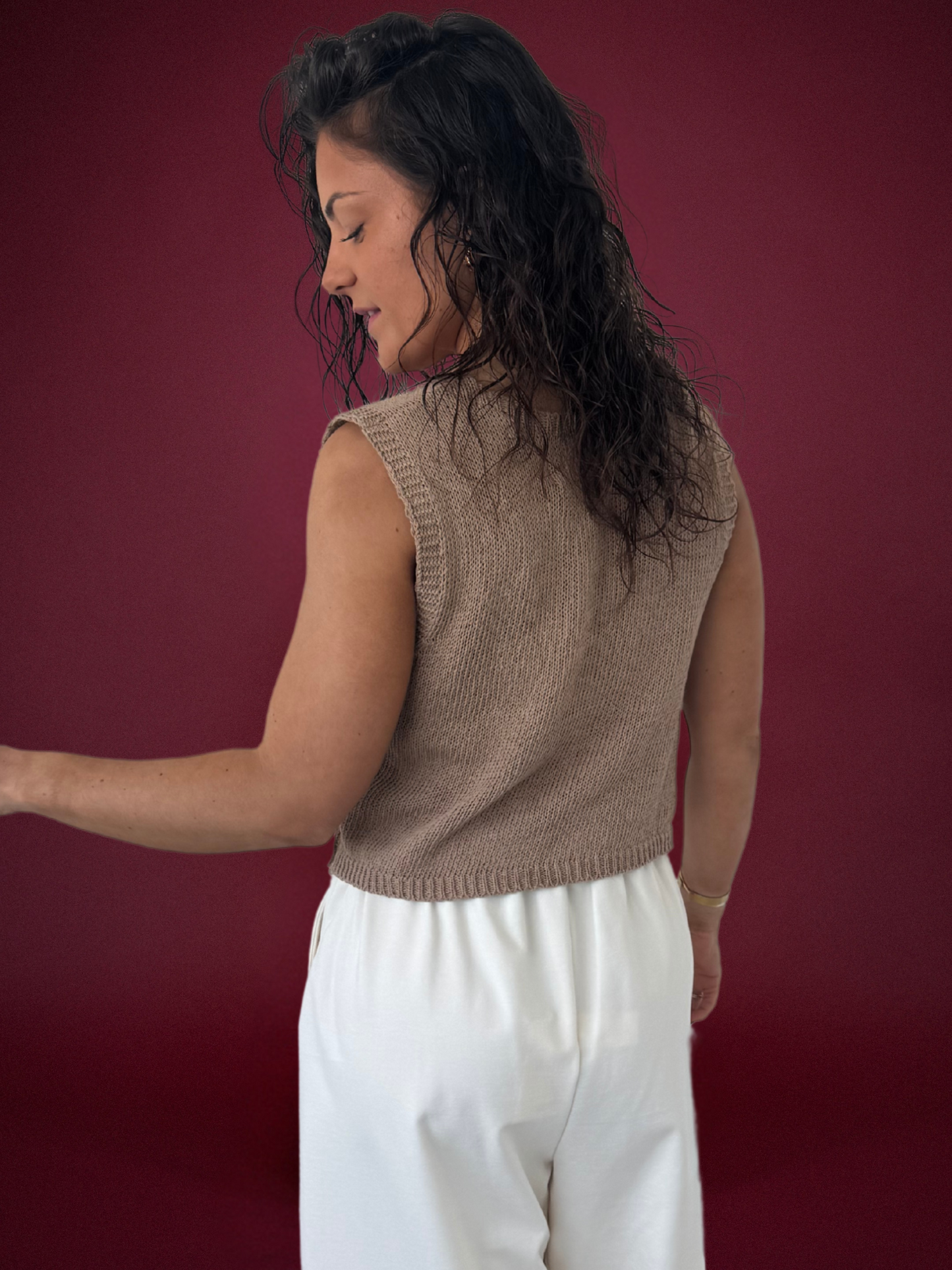 Gilet à nouettes marron - 1484