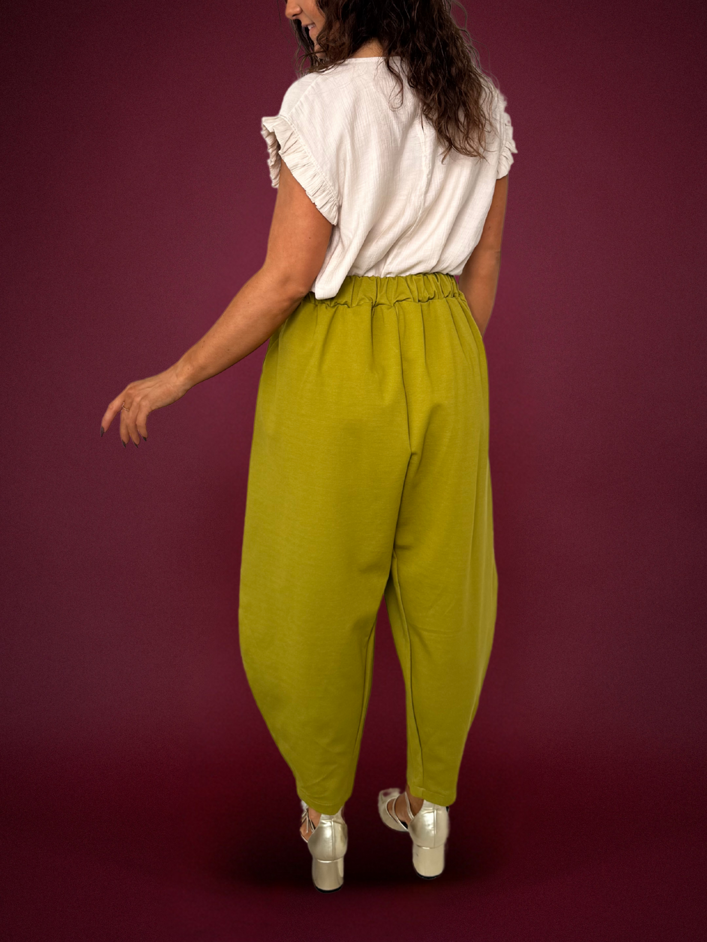 Pantalon japonais vert anis - 1611