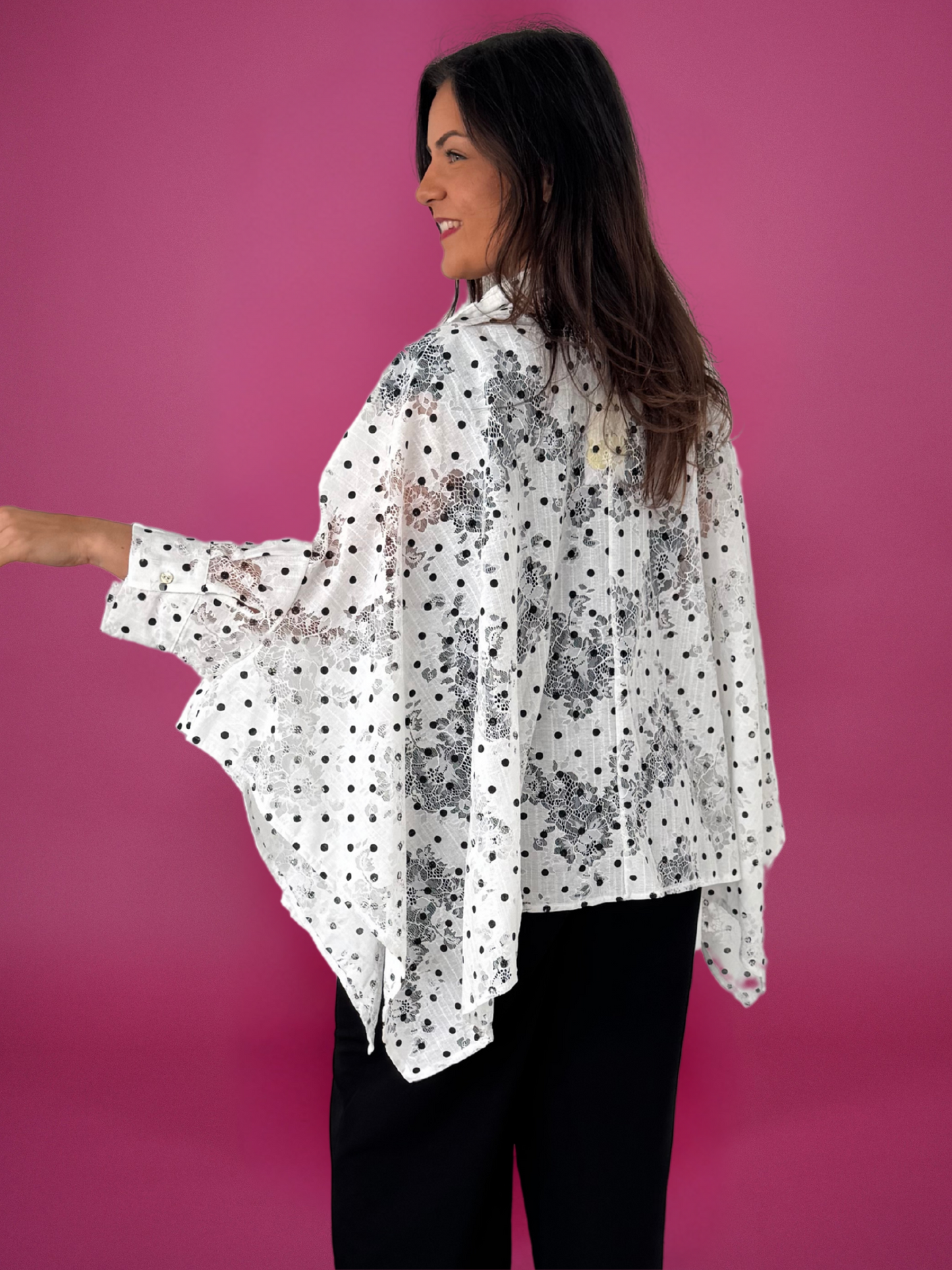 Blouse dentelle pois