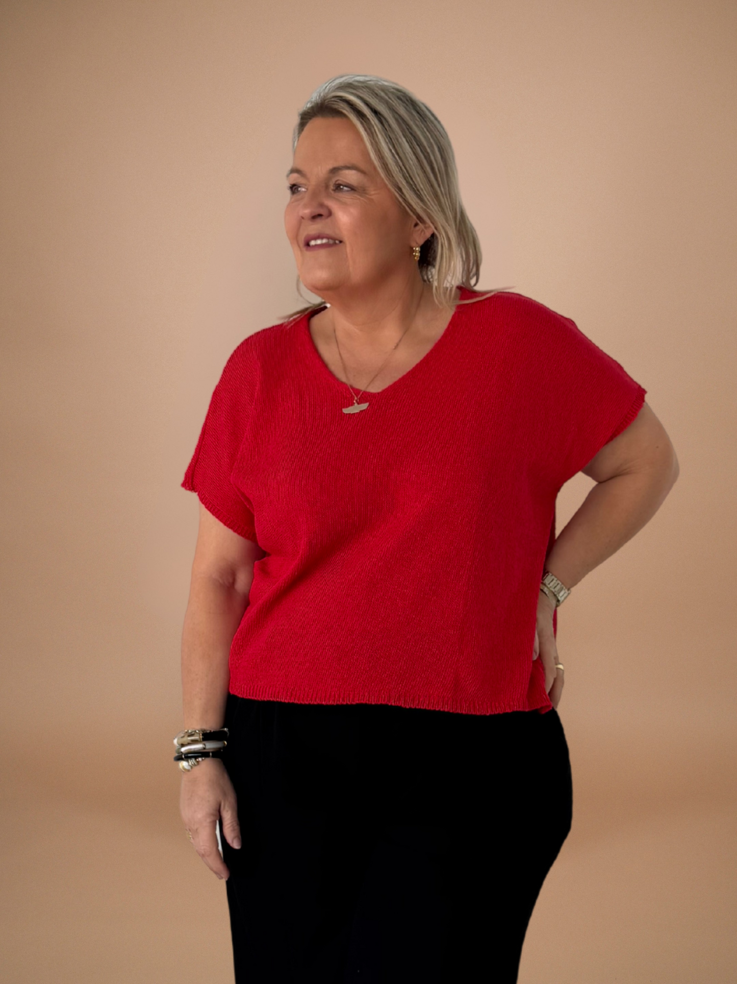 T-shirt maille rouge - 1485